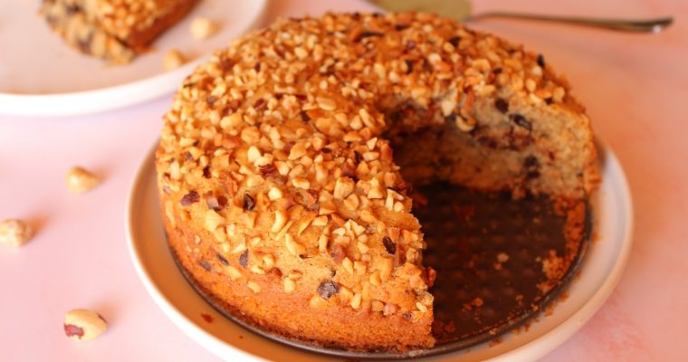 Gâteau à la noisette et aux pépites de chocolat Vegan