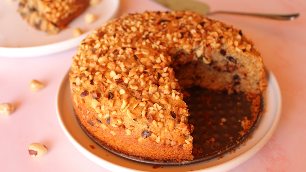 Gâteau à la noisette et aux pépites de chocolat Vegan